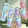 1 ks Pastelný Velikonoční Bubble Tea Nápoj Potisk 750 ml Barevná Plastová Sportovní Láhev na Vodu Nepropustné Sklopné Víčko se Slámkou Vhodné pro Sport Kancelář Domácí Použití