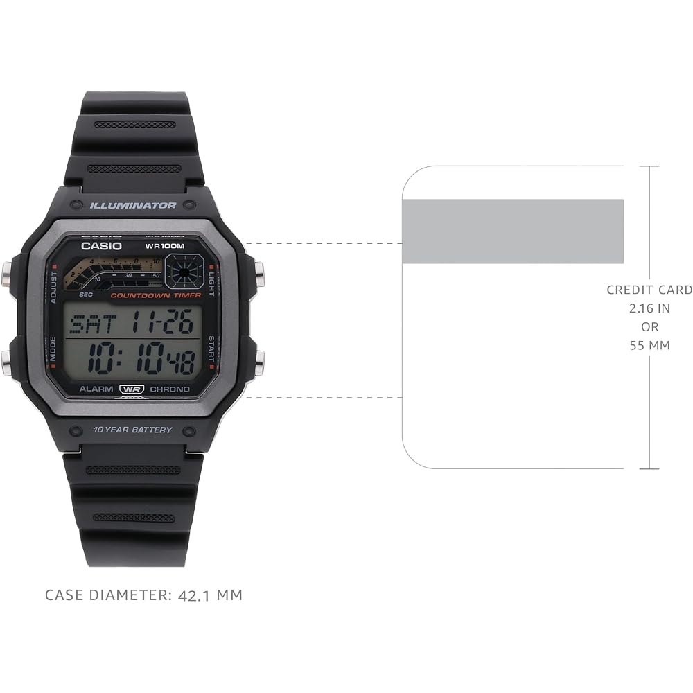 Casio WS1600H Series | Men's Watch | Sport Design | Stopwatch | Countdown Timer | LED Afterglow L...