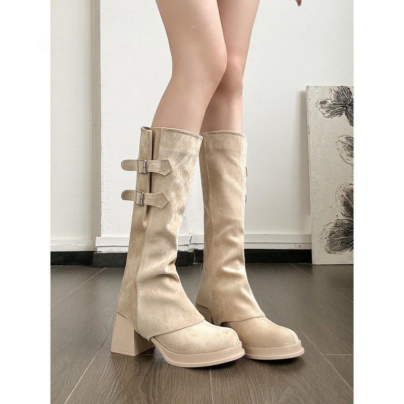 Nackte High Heels Stiefel für Damen Herbst und Winter lange Stiefel neue beliebte High Top abnehmbare zwei Tragevarianten kurze Stiefel