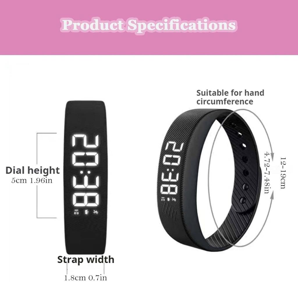 Alarm Clock Watches with Step Counter Pedometer Silent Vibration Alarm Watch Rechargeable for Heavy Sleepers Students