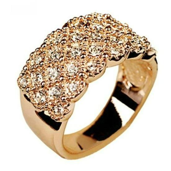 Luxury Ladies Rhinestone Inlaid Finger Ring Wedding Engagement Jewelry Gift