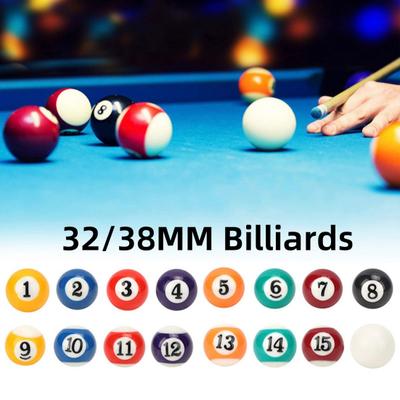 16 ks mini kulečníkových koulí 32MM/38MM pryskyřičné dětské kulečníkové koule sada příslušenství pro kulečníkový stůl do heren a barů