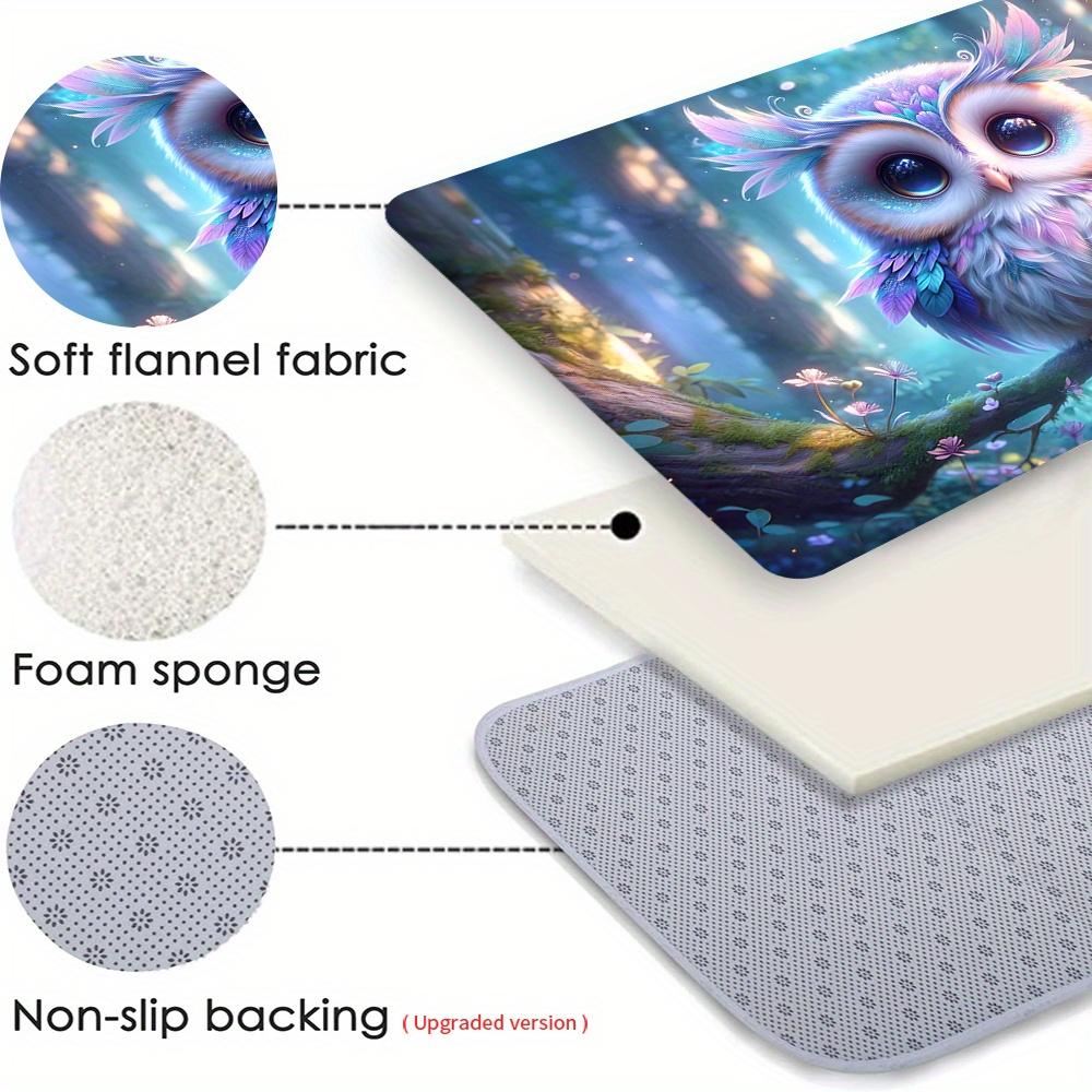Bunte Eule Flanell Fußmatte Teppich, Rutschfest Süßes Neon Design für Wohnzimmer Küche Eingang Büro Dekor, Bodenteppich Geschenk