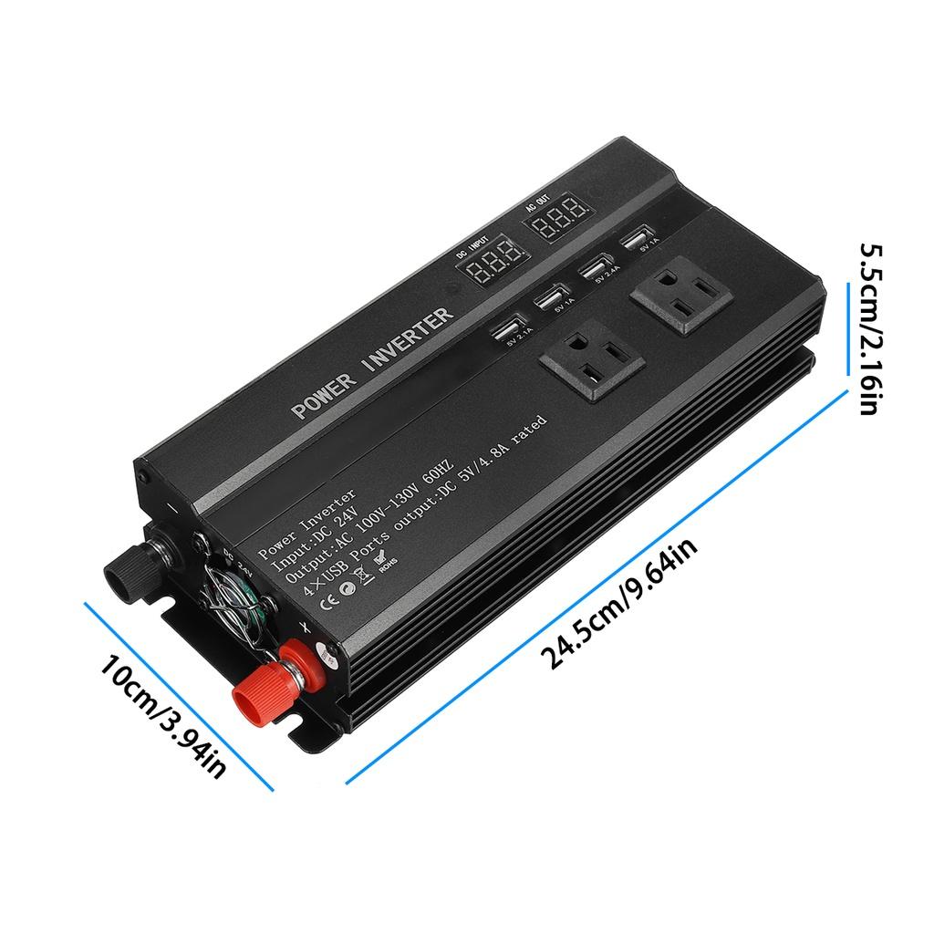Intelligent Digital Display Modified Sine Wave Inverter Black Voltage Transformer Power Converter DC 12V/24V To AC 110V/220V 5000W