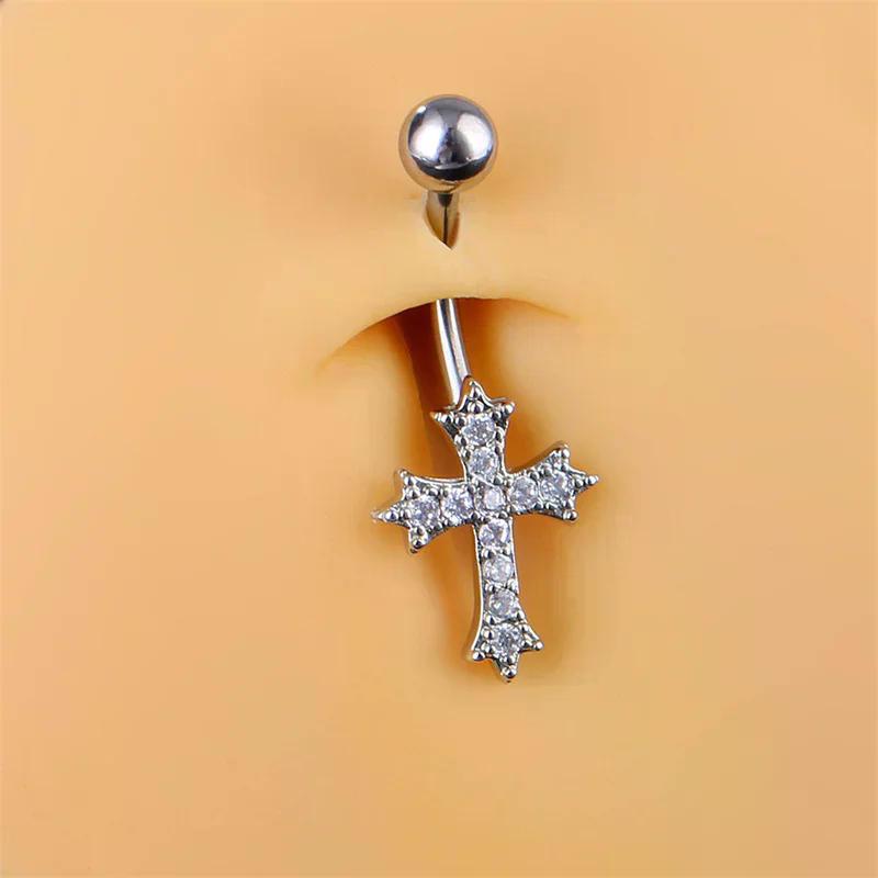 Sexy Piercing Bauchnagel Körperschmuck für Frauen Mädchen Personalisierter Einfacher Kreuzanhänger Bauchnabelringe Geschenke