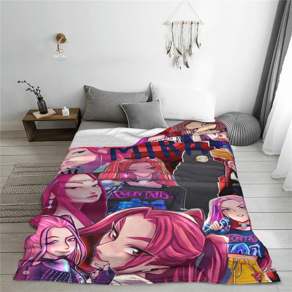 Huntrix KPop Demon Hunters Mira Zoey Rumi Blanket  Picnic Flannel Throw Blanket For Outdoor Soft Design Quality Bedspread Gift