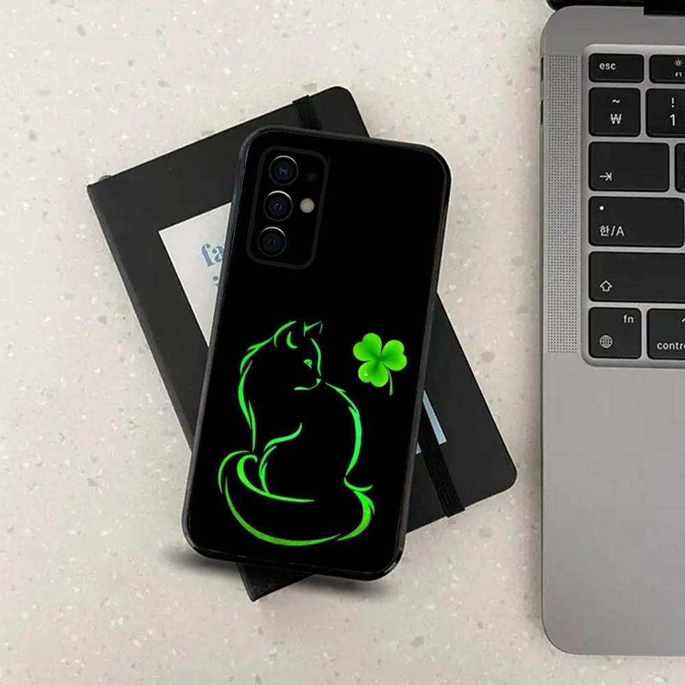 Cute Cat Line Black Phone Case For Samsung S24,S21,S22,S23,S30,Ultra,S20,Plus,Fe,Lite,Note,10,9,5G Black Soft Cover