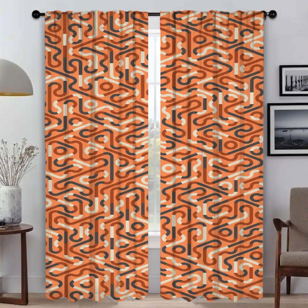 Set Of 2 Elegant Painted Design Room Curtains Camera Window Curtain Home Interior Shades Tulle Bedroom Living For Sleeping Area Made Polyester