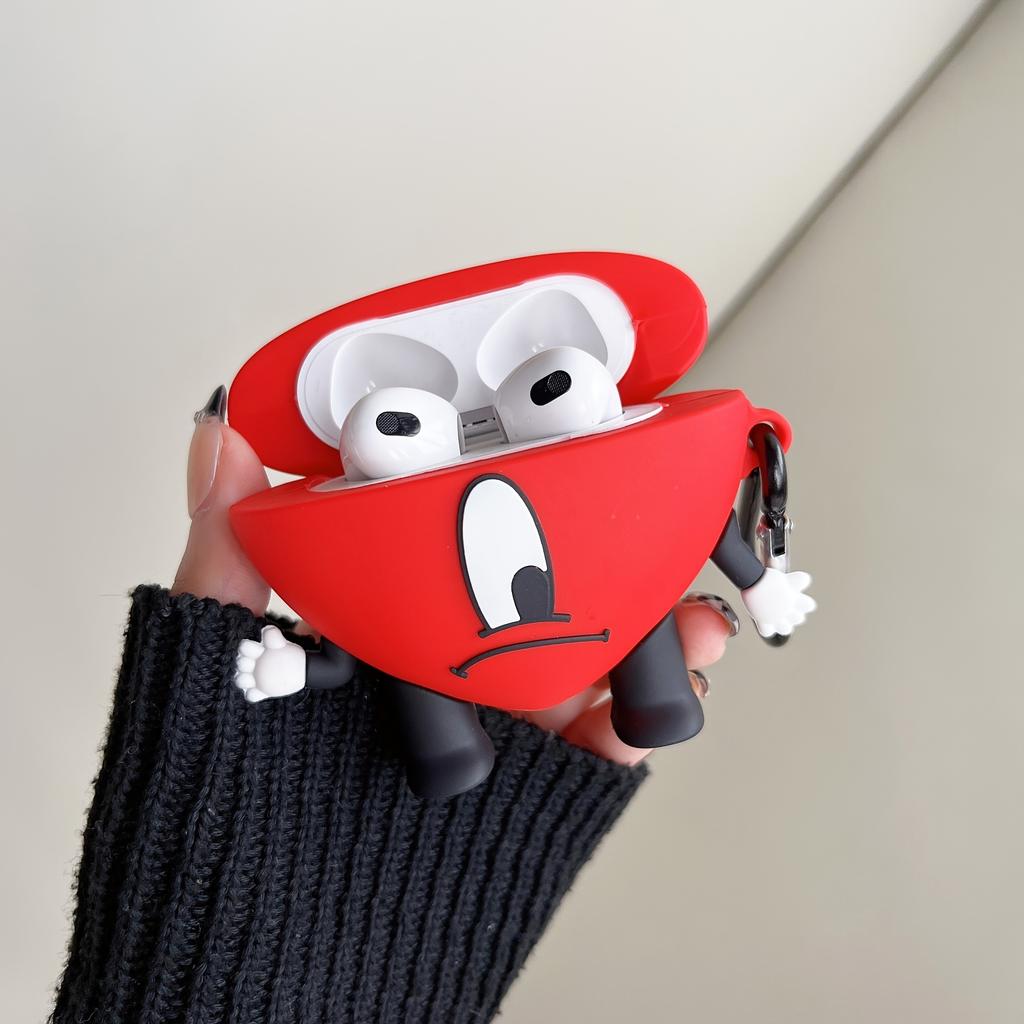 Cartoon Red Heart for Apple Airpods Pro 2 Wireless Earphone Protector for Airpods 1 2 3 Silicone Earphone Case with Keychain