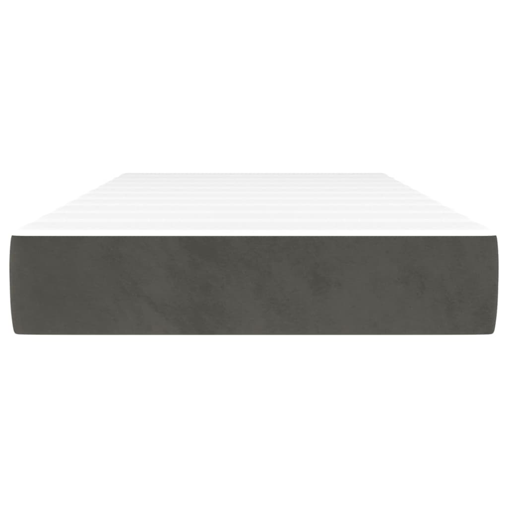 Pocket Spring Mattress Medium Firm Dark Grey 90 x 200 x 20 cm Velvet