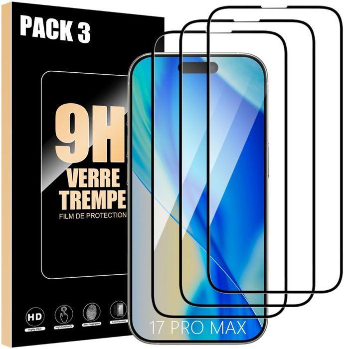 Film de protection en verre trempé - BOOLING - pour iPhone 17 Pro Max - Lot de 3 - Résistant aux rayures - Bord noir