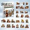 Christmas Tree Hanging Decorations 2026 Highland Cow Advent Calendar 24 Pcs 2D Flat Acrylic Festive Countdown Calendar Farmhouse Animal Ornaments,
