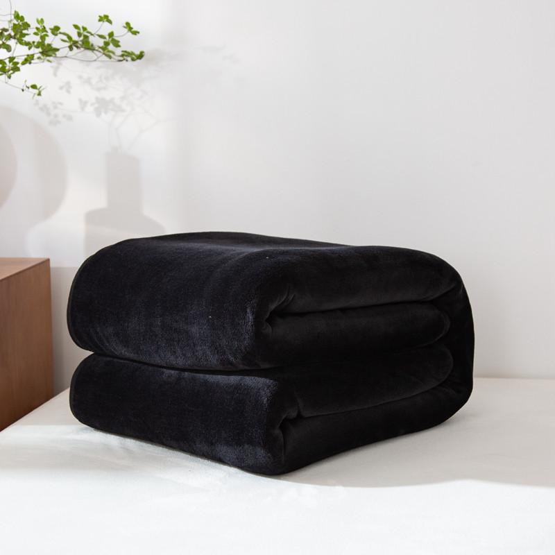 1pc Black Blanket Flannel Plaid Bed Blankets Plain Color Bedsheet Sofa Towel Nap Shawl Soft Blanket Plaids manta (No Pillowcase)