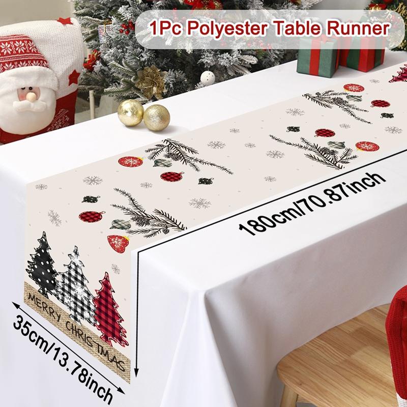 Vintage Christmas Table Runner Farmhouse Table Flag Merry Christmas Decoration for Home 2025 Winter Holidays Dinning Table Decor