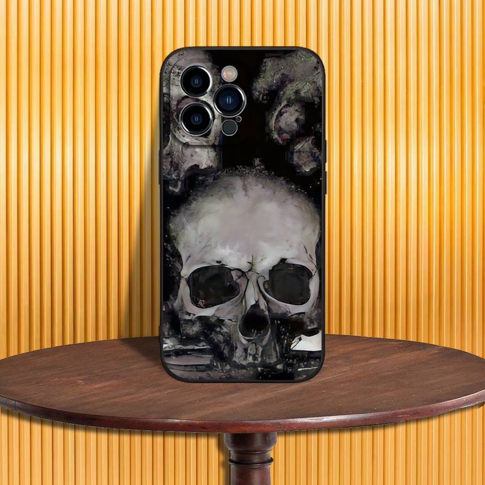 

Skull pattern Phone Case For iPhone 17,16,15,14,13,12,11,Pro,Max,Plus,X,XS,SE4,E,Mini,Soft Black Case iPhone17PRO