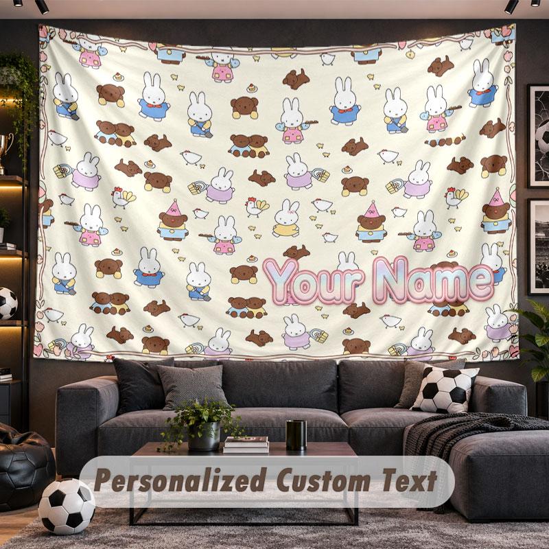 Wall Hanging Tapestry Custom NameMiffy Pattern Personalized Printed Fabric Wall Decor