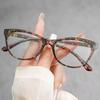 2Pcs Stylish Cat-Eye Womens Reading Glasses Classic Print Design Anti-Blue Light Comfortable Wear Glasses For Book Reading