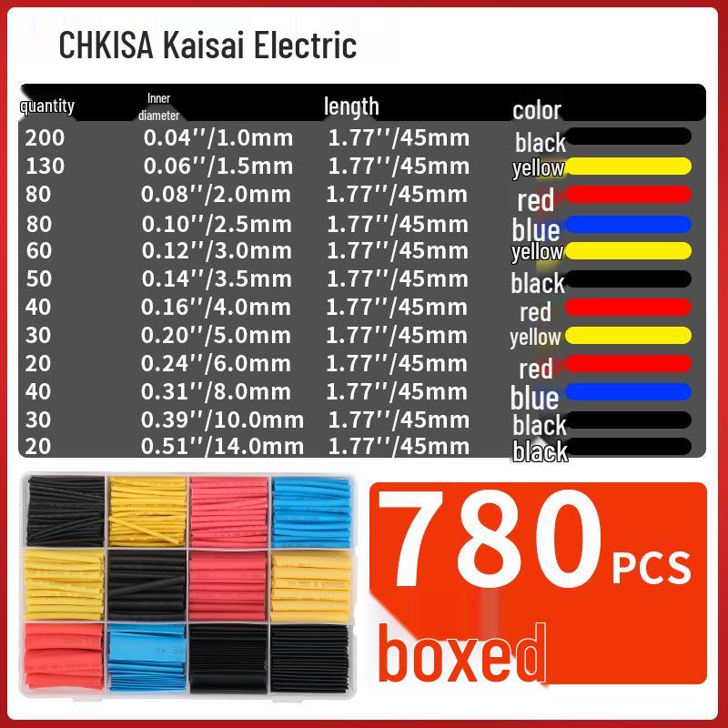 Boxed and Bagged Colored Heat Shrink Tubes - 530pcs Insulation Sleeves and 560pcs Electrician Wiring Tubes