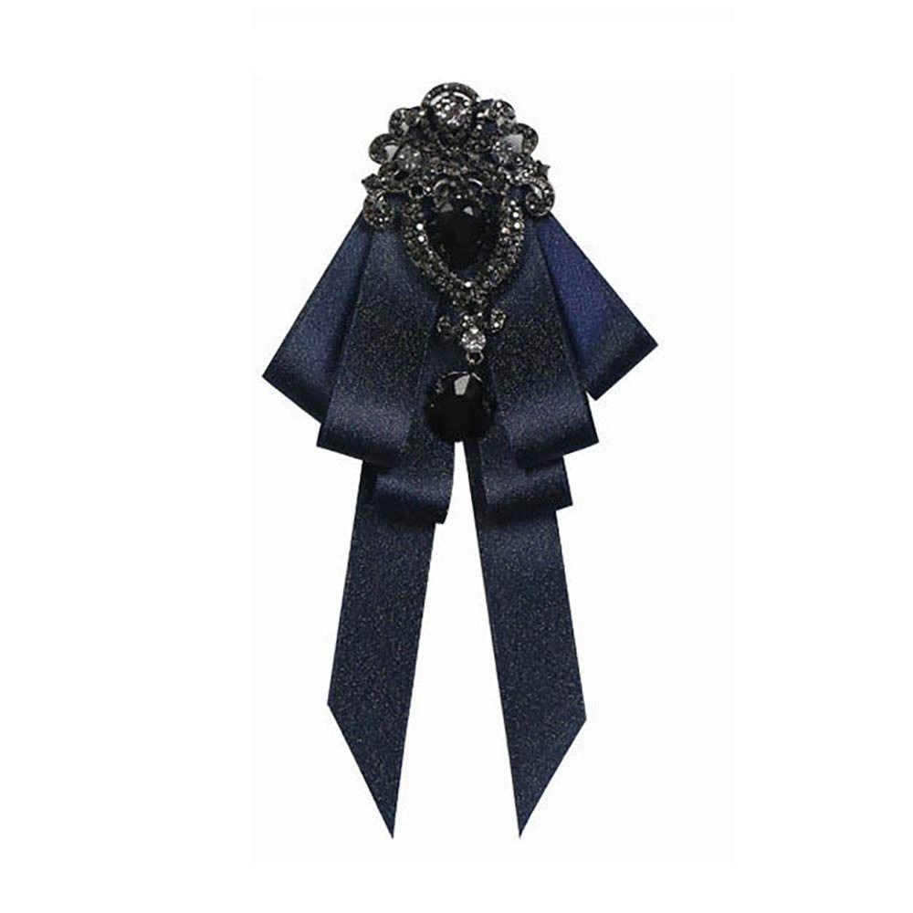 Crystal Black Rhinestone Ribbon Bowtie Rhinestone Neck Tie  Business Formal Dress Shirt