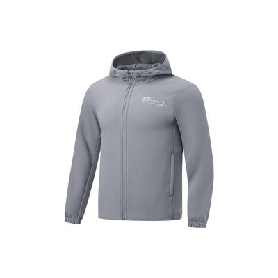 Fitness Series Solid Color Waterproof Hooded Fleece Jacket Men Jacket Gravel-Gray AFDT635-4