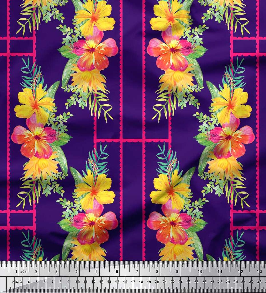 Soimoi Material Crep Poli Maro Imprimeu Geometric și Floral Material Imprimat La Metru 42 Inch