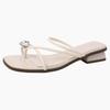 Stylish and simple design sense of rhinestone versatile set toe sandals women's new summer thin belt wear cool slippers