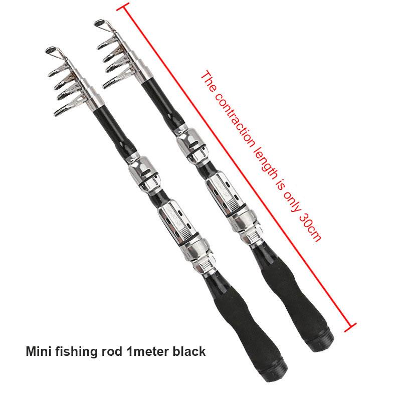 Mini Portable Carbon Fiber Small Sea Rod Small Throwing Rod 1m-2.3m Telescopic Fishing Rod Super Hard Fishing Rod Sea Rod Fishing Gear Set