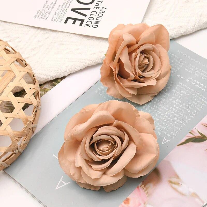 30pcs/Lot 9cm-10CM Large White Rose Artificial Silk Flower Heads DIY Wedding Decoration Wreath Scrapbooking Craft Fake Flowers