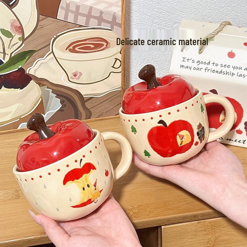 Apple Girl Ceramic Mug with Spoon Gift Set