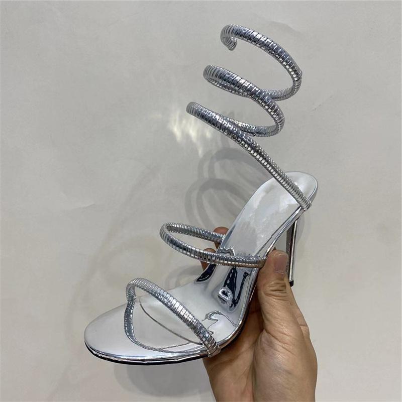Snake Strap High Heel Sandals Women Summer  Ankle Strap Banquet Party Shoes Narrow Band High Heels Ladies Gladiator Sandals
