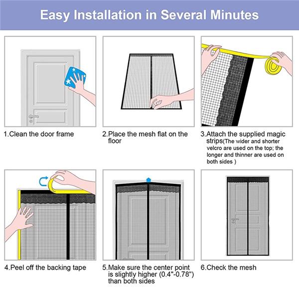 Anti Mosquito Insect Fly Bug Door Curtains Strong Magnetic Screen Portable Magnet Mesh Mosquito Net Automatic Closing Door for Home Summer Use
