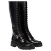 Quality Women's Knee High Boots Black Genuine Leather Winter Shoes Block Heels Lace-up Riding Boot Footwear Shoes Ladies Brand