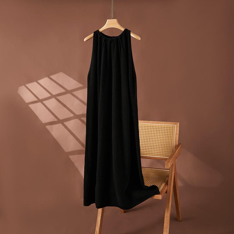 

Элегантное кашемировое платье без рукавов на тонких бретелях с вырезом халтер для женщин One Size