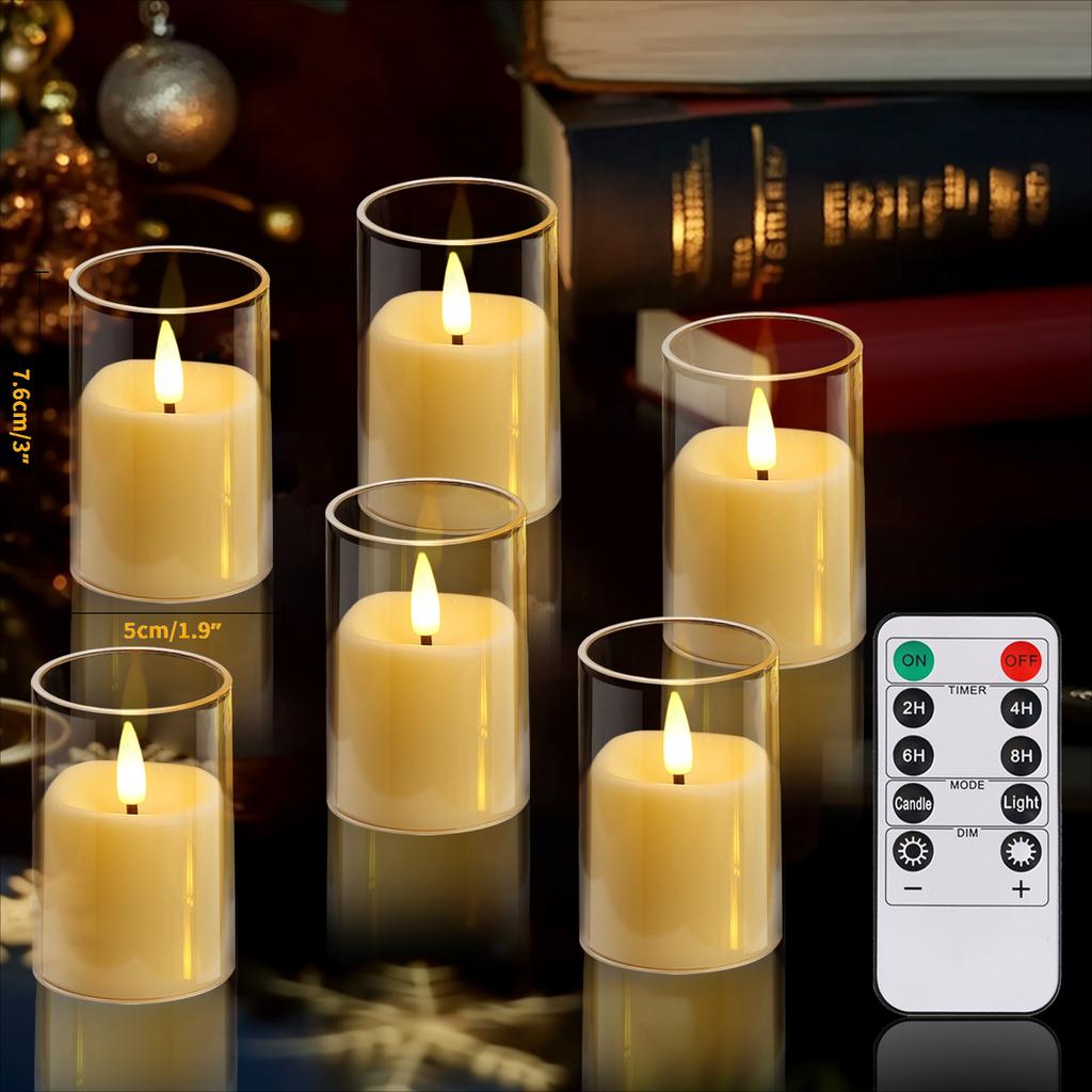 Flickering Flameless Candles with Lampshade Battery Operated 3D Wick LED Candles for Christmas Romantic Ambience Wedding Decor