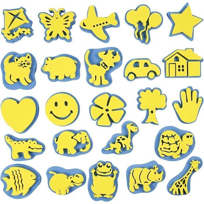 Timbres en mousse - Creotime - Assortis - 24 pièces - 6 x 8 cm - Mixte - À partir de 4 ans