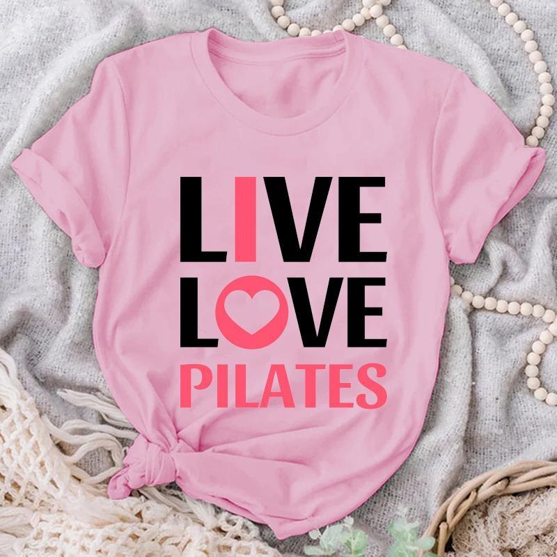 Žij Lásku Pilates Trička Módní Tričko pro Milovníky Pilates Léto Ležérní Kulatý Výstřih Volné Tričko
