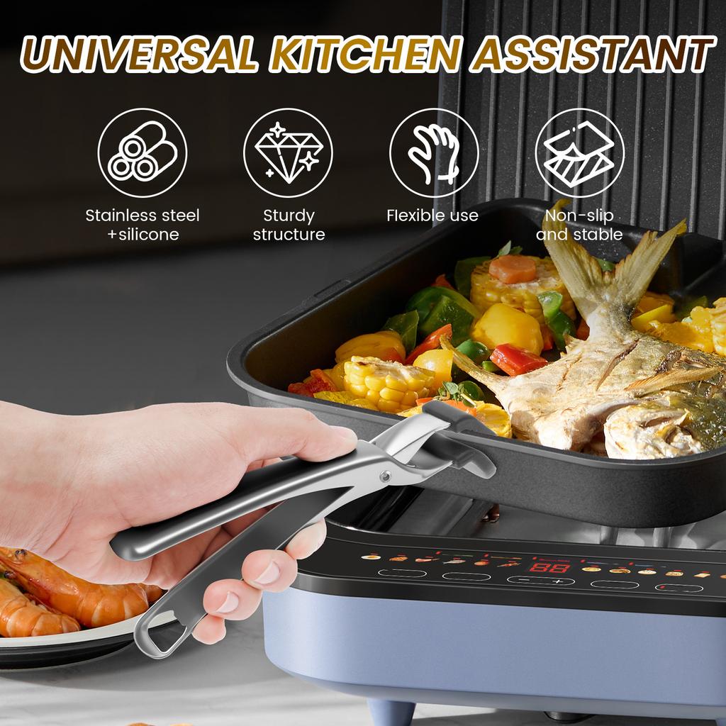 2 Pcs Anti-scald Clip Stainless Steel Plate Gripper Anti Scalding Tray Holder Multi-functional Tray Clip for Kitchen Accessories