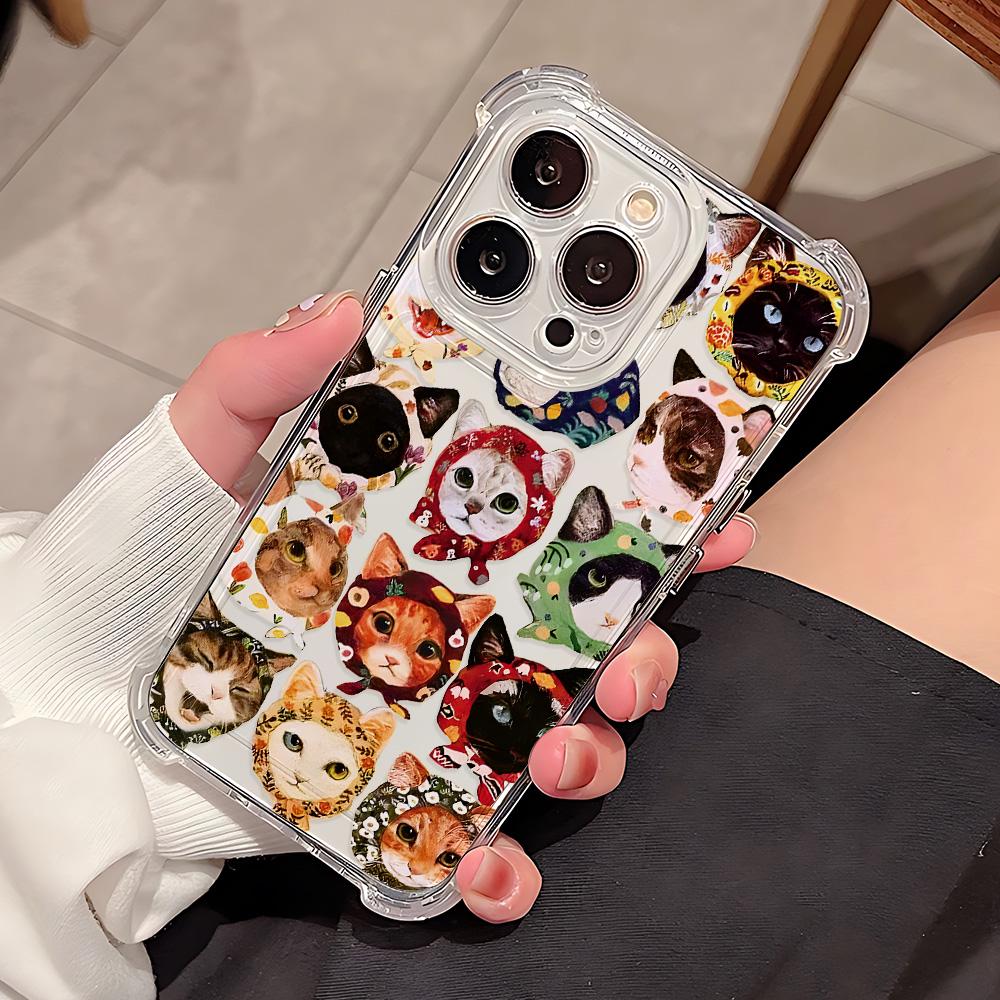 Colorful Cat Design Phone Case For Samsung Galaxy S25 S24 S23 S22 S21 S20 Note20 Edge FE Ultra Plus 4G 5G Anti Fall Clear Cover