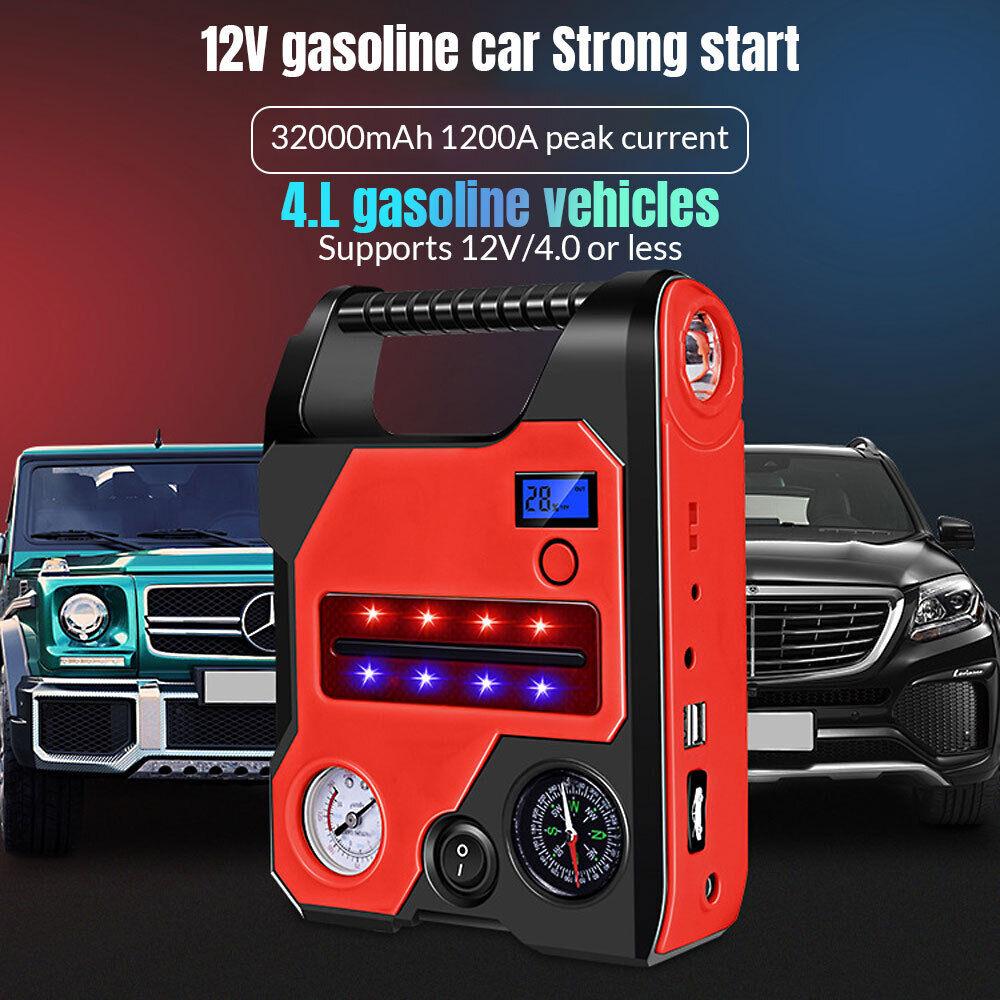 4 In1 Car Jump Starter with Air Compressor Portable Flashlight Starting Device Power Bank Battery Automotive Booster Start