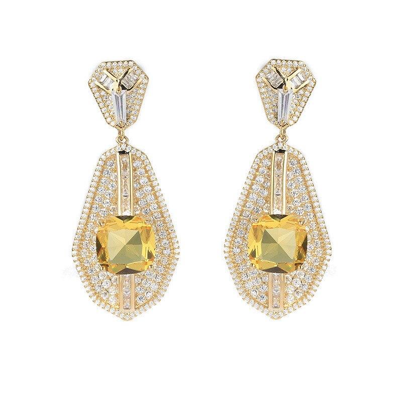 European and American Elegant Temperament Long CZ Dangle Earrings for Women 2022 Fashion Brand Jewelry Design Statement Eardrop