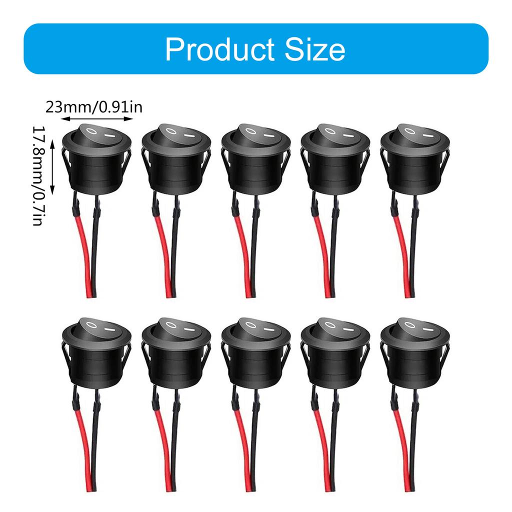 Round Rocker Switch 10Pcs Rocker Switch 12V Toggle Switch with Prewired Electrical Switches for Boats Car