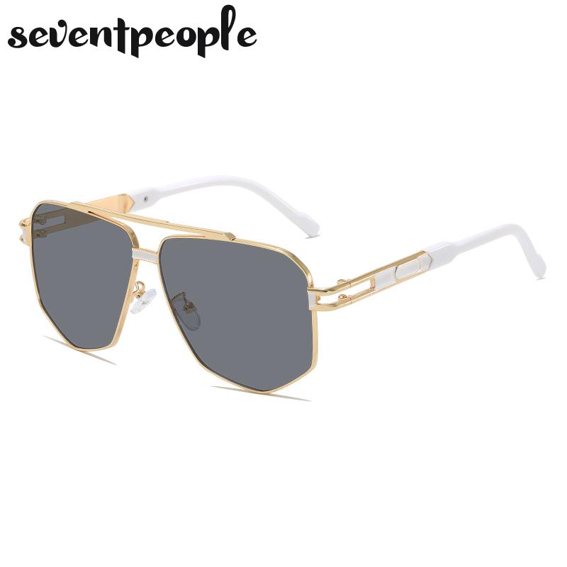 Oversized Hexagon Punk Sunglasses Men  Luxury Brand Vintage Steampunk Double Beam Sun Glasses Trendy Outdoor Shades For Male