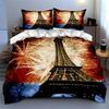 Eiffel Tower fireworks Bedding Duvet cover sets Duvet covers Pillowcases gifts (1 * Duvet Cover 2 * Pillowcases, without duvet insert)