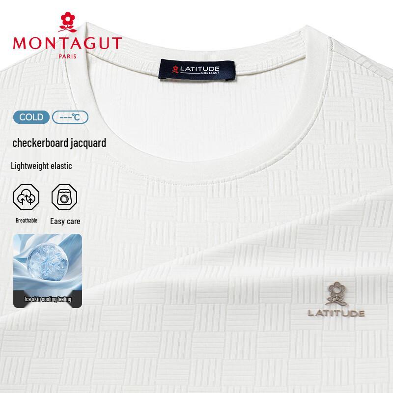 MONTAGUT Men's Short Sleeve Jacquard Polo Shirt