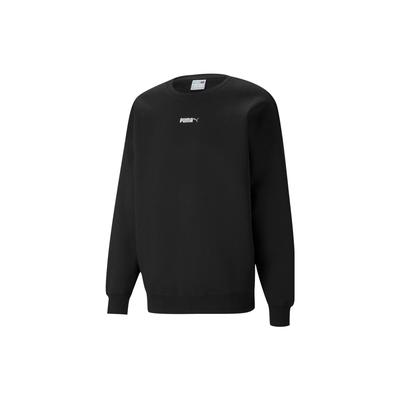 Einfarbiger Rundhals-Pullover mit gesticktem Logo Langarm-Sweatshirt Herren-Sweatshirt Schwarz 534365-01
