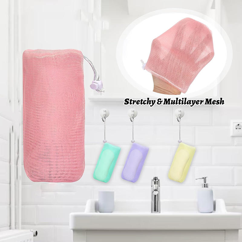 Thickened 6 Layer Foaming Soap Bag Facial Cleanser Mesh Bag Shower Bubble Foam Net Baby Bath Body Washing Cleaning Sponges