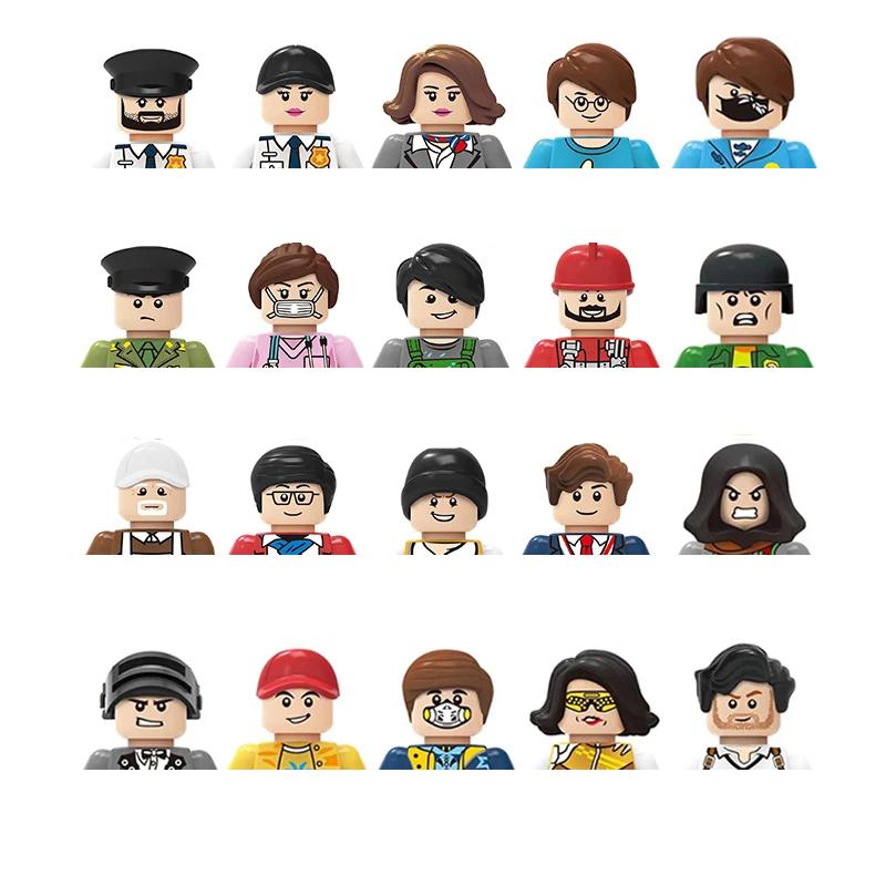 Non-Toxic City Characters Action Figures Building Blocks Policeman Teacher Fireman Occupation Mini Figurine Dolls Bricks Set Children Toys