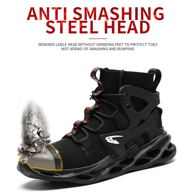 High Top Men Safety Shoes Steel Toe Sneakers Man Puncture Proof Work Safety Boots Anti-smash Work Shoes Breathable Security Boot