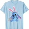 Hot Fashion Casual Disney Stitch in Easter Bunny Costume with Cute Fuzzy Friend T-Shirt S-4XL Summer