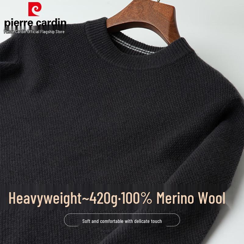 Pierre Cardin Men's Thick 100% Lambswool Round Neck Sweater